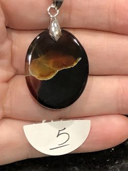 New Necklace sterling Agate 1.5”, sterling sterling chain925, never been used