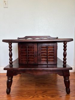 Vintage Dark Wood Two-Tier Side Table