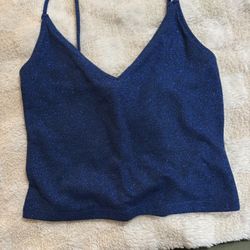 Blue sparkle crop top Tank