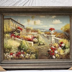 Hand-Painted Oil Painting Wooden Frame 49” x 37”