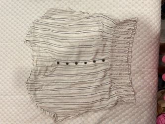 White Striped Top with Smocked Detail size M