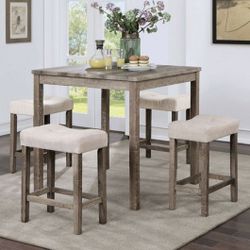   Brand New Gray Beige 5pc Counter Height Dining Table Set 