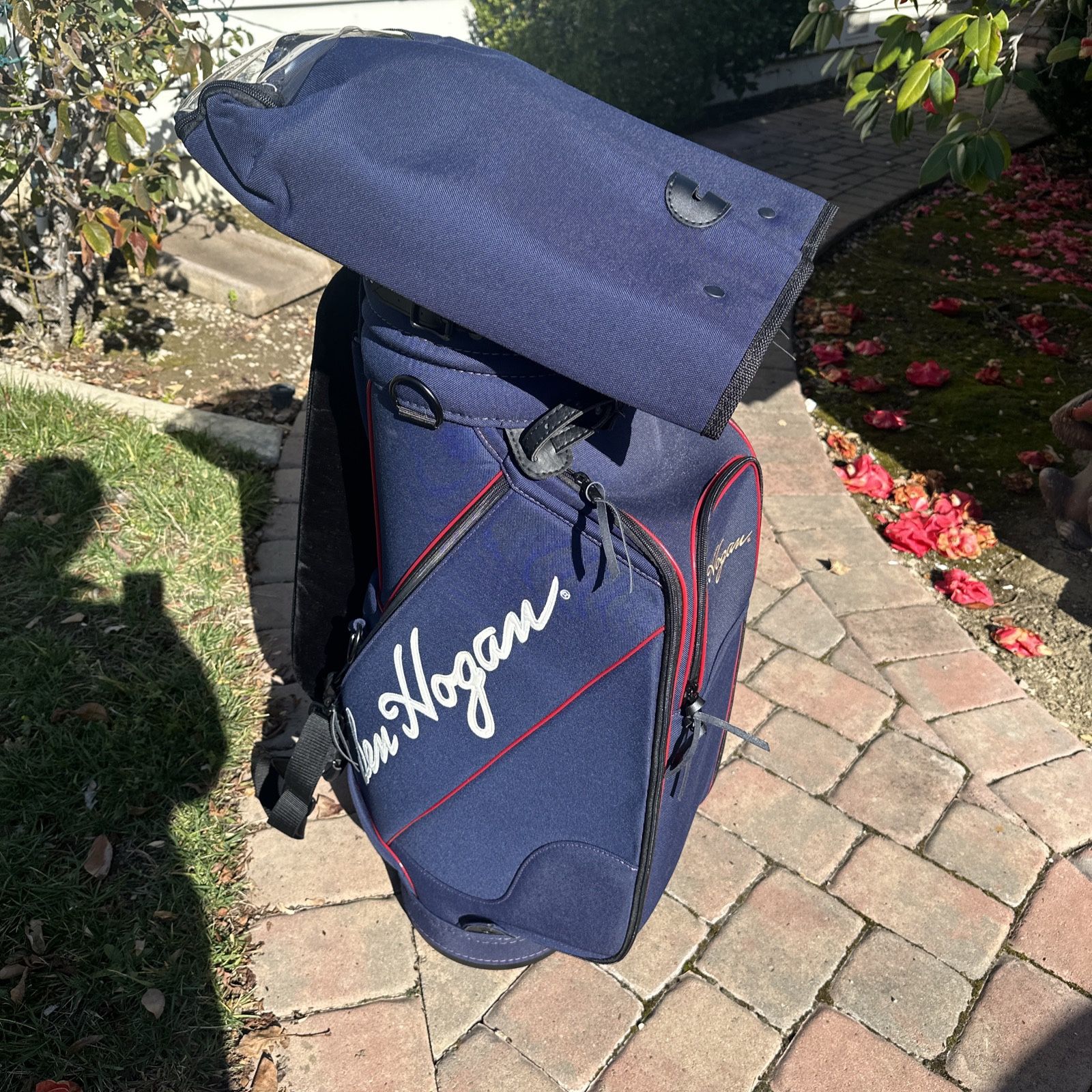 Ben Hogan 9.5" OD Blue / White / Red Golf Staff Bag w/ Raincover New