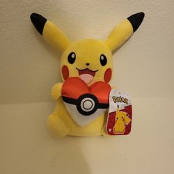 New Pokemon Pikachu  Plush with Heart Pokeball