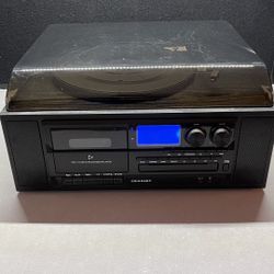 Crosley CR7010A-BK Ridgemont 3-Speed Turntable with Bluetooth, AM/FM Radio, CD Player, Cassette Deck