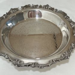 EPCA Bristol Silver Plate Footed Tray By Poole, 13-Inch Round Silver Plate 