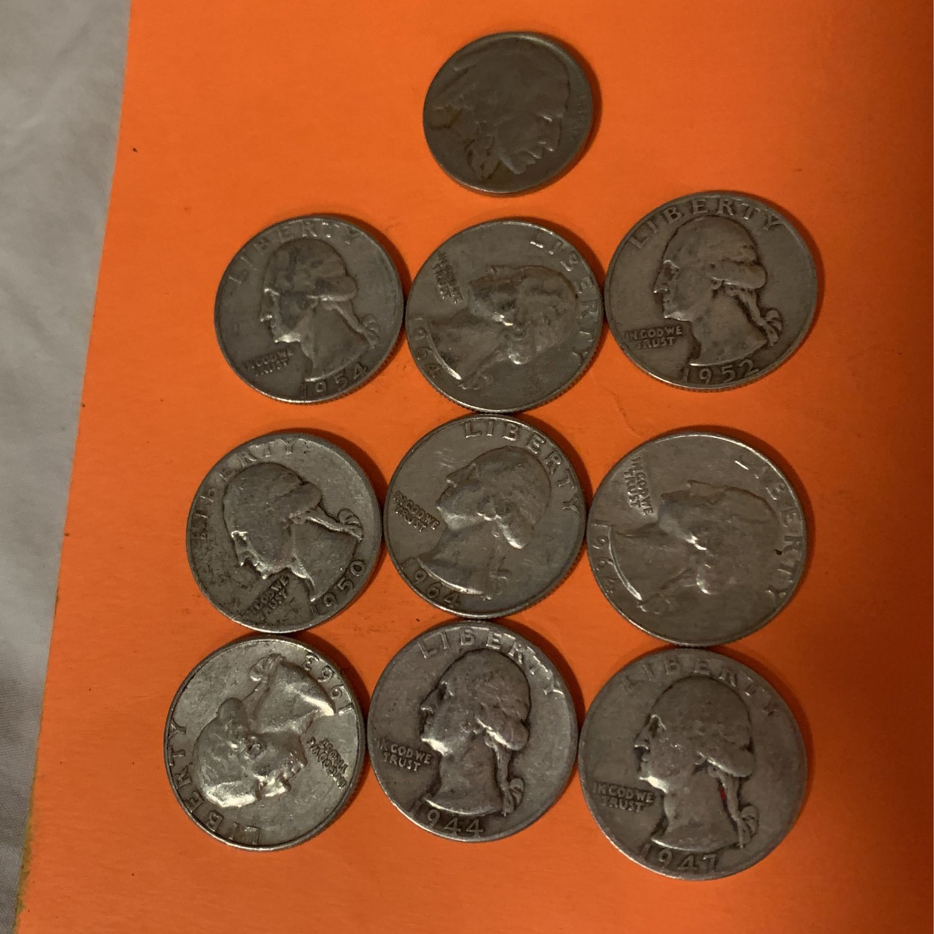 Silver1964 And Under  Quarters With Buffalo Nickel 