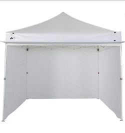 Heavy-duty 10x10 white canopy tent with weights