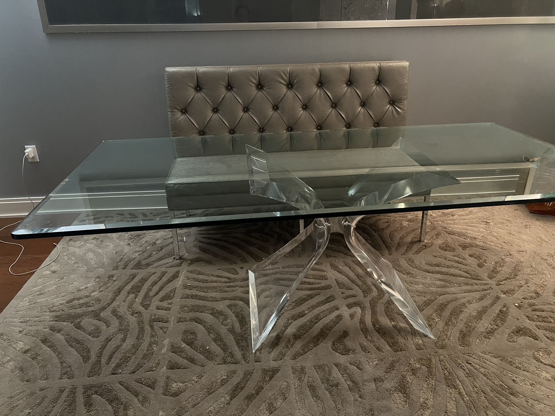 Vintage Glass and Lucite Dining Room Table