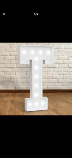 White LED Marquee Letter T Battery-Operated Freestanding Plastic Decor Sign
