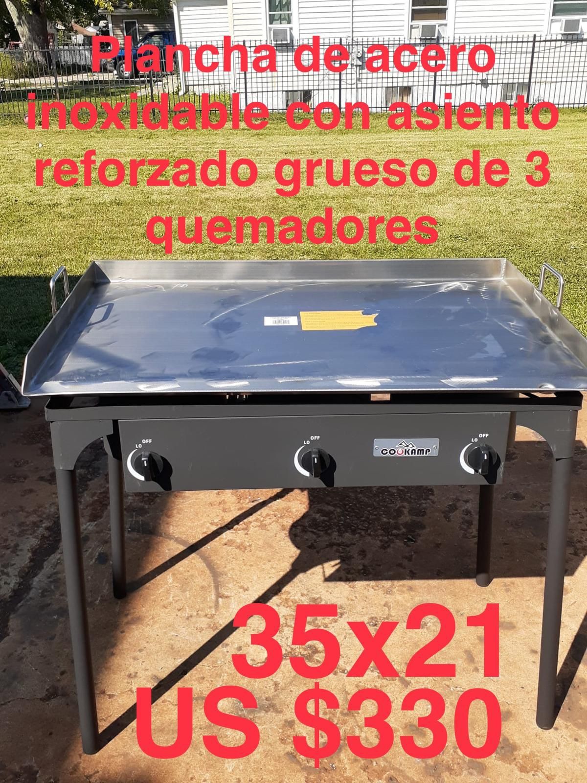 Plancha Taquera Grande De Acero Inoxidable Grueso