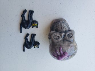 Black cat magnets and skull