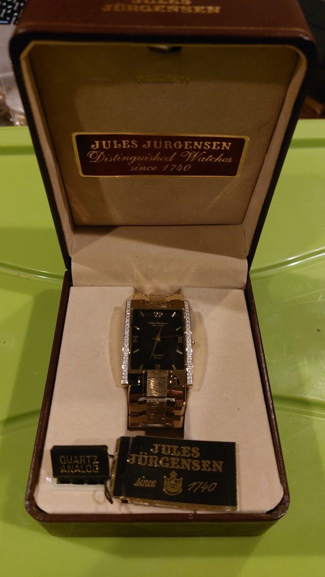 Jules Jurgensen Quartz Genuine Diamonds Men's Dress Watch! no