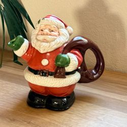 Vintage Papel Freelance Santa Pitcher / Creamer Cookie Jar with Removable Head Lid