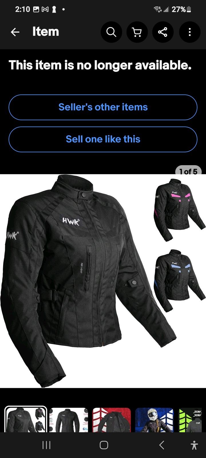 HWK Women's Stella Motorcycle Riding Jacket with CE Armor, Medium - All-black-