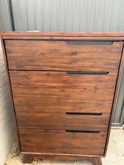 Four-Drawer Wooden Dresser – Rustic Modern Style