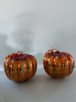 Mercury Glass Pumpkin Decorations Set of 2