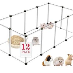 12 Panels Transparent Small Animals Playpen,48" x 24" x 16" Portable Pet Playpen,Plastic Enclosure,Puppy Play Pen for Indoors Outdoor Pet Fence for Gu