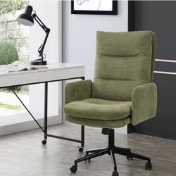 High-Back Home Office Chair,Upholstered Desk Chair with Armrests,Height Adjustable Armchair with Wheels, Swivel Office Desk Chair, Ergonomic Computer 