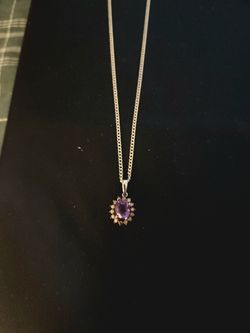 20" 925 SILVER CHAIN WITH A 925 PENDANT SET WITH A GENUINE  BOLIVIA  AMETHYST STONE