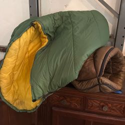 Green And Brown Sleeping Bag 