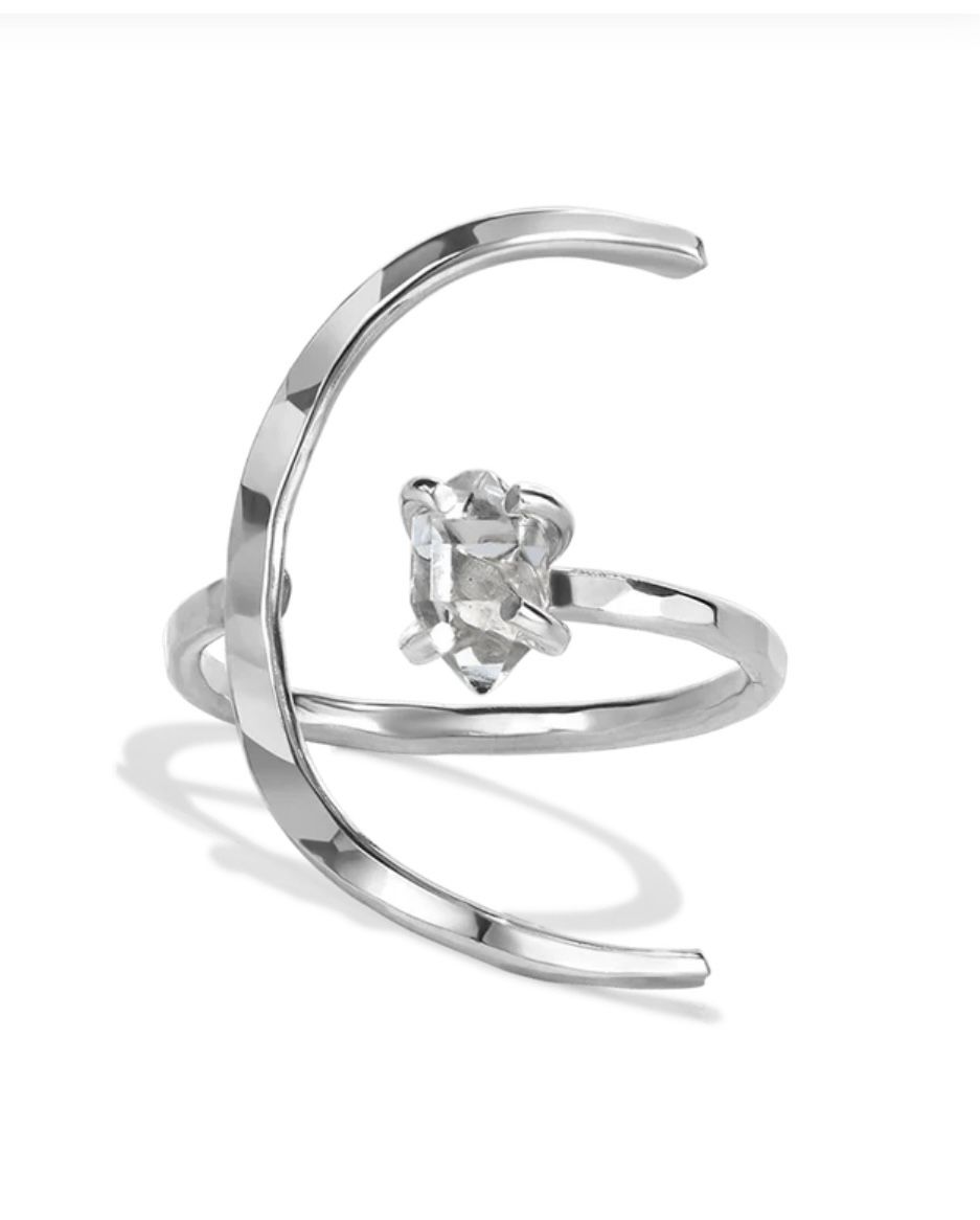 James Michelle silver ECLIPSE HERKIMER RING. Sz 5. Read below!