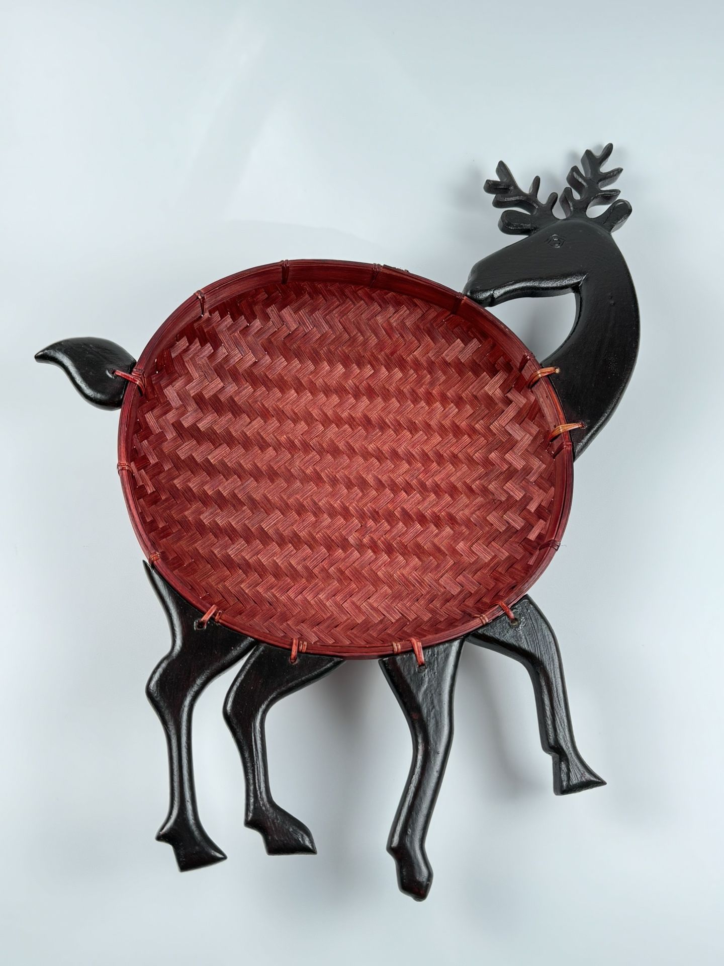 Vintage Christmas Reindeer Holiday Serving / Decorative Basket.