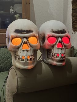 Halloween Decorations 12” Plastic Skulls (2)