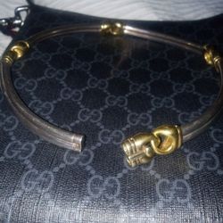 UNO A  ERRE 925 GOLD INLAY CHOKER NECKLACE VINTAGE RARE