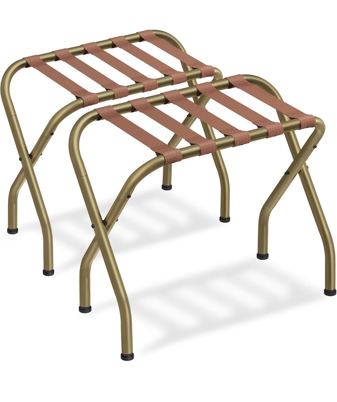Luggage Rack, Pack of 2, Luggage Racks for Guest Room, Suitcase Stand, Steel Frame, Foldable, for Bedroom, Golden URLR064A02