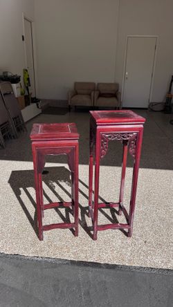 Vintage Pair of Chinese Pedestal/Accent Tables
