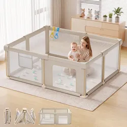 Foldable Baby Playpen, 51x59 Foldable Play Pen for Babies and Toddlers
Play Pen with 2 Handles Quick Setup