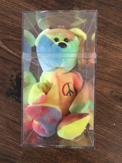 1996 ty original peace multi-color beanie baby