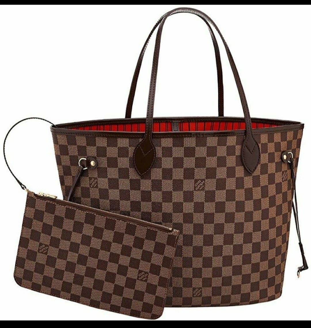 Beautiful Brown Checkered Bag with wristlet