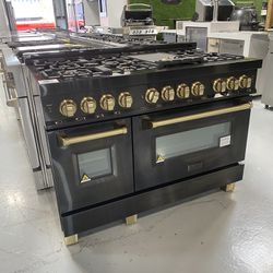 Champagne Bronze 48” 6.0 Cu. Ft. Dual Fuel Range With Gas Stove And Electric Oven