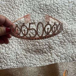 ✨ 50th Birthday Tiara & Sash – Like New ✨ 
