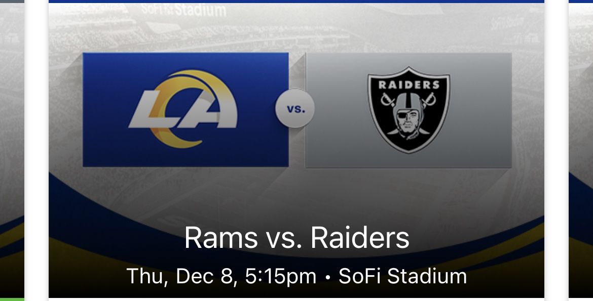 Rams Vs raiders 2022 Row 1