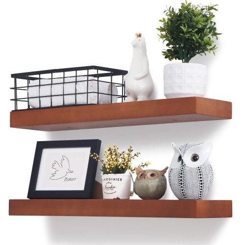 Floating Shelves, 2 Pack 24" Long Thick Handmade Rustic Floating Wall Shelves, Natural Wood Large Heavy Duty Floating Shelves for Bathroom Bedroom Kit