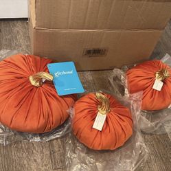 fabric pumpkins, set of 3