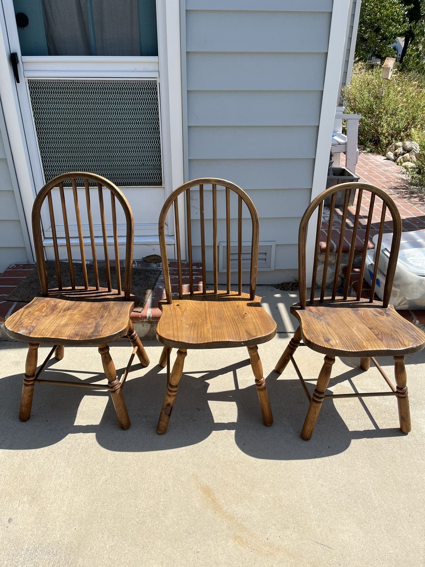 3 Real Wood Farm House Chairs