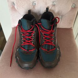 Fila Oakmont Trail Mid Mens Green Leather Athletic Hiking Shoes