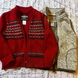 3t Boys Sweater With Zip And Fleece Vest