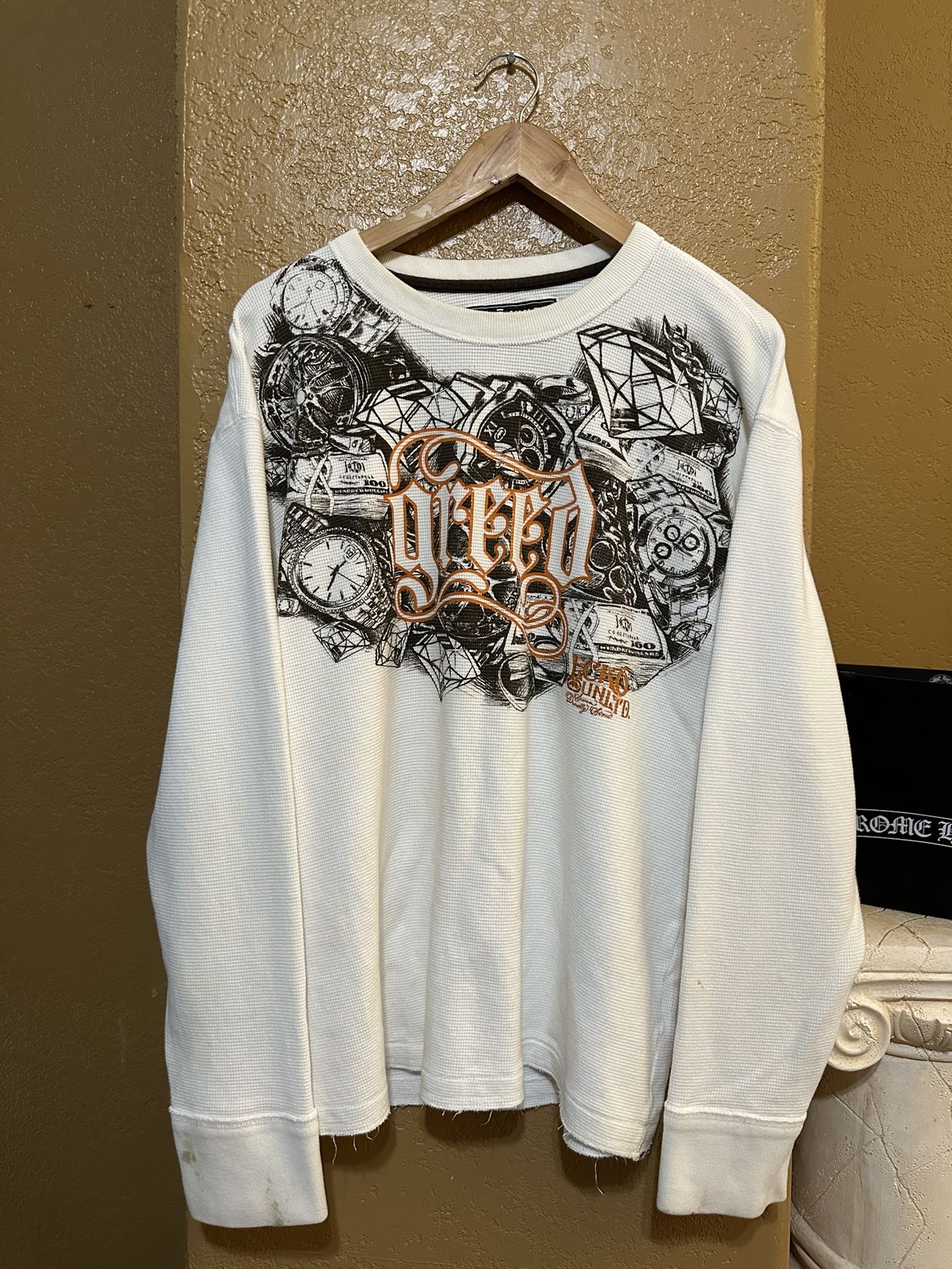 Rare Y2K Ecko Unltd Greed Thermal Shirt Large grunge