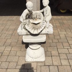 Concrete Statue On Base Or Needs A Bowl To Be A Fountain