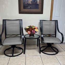 Hampton Bay swivel chairs patio set with table