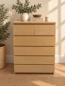 IKEA Natural Wood Design 6-Drawer Tall Dresser