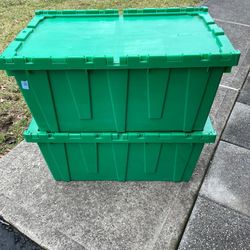Set Of 2 Stackable Heavy Duty Plastic Storage Containers 