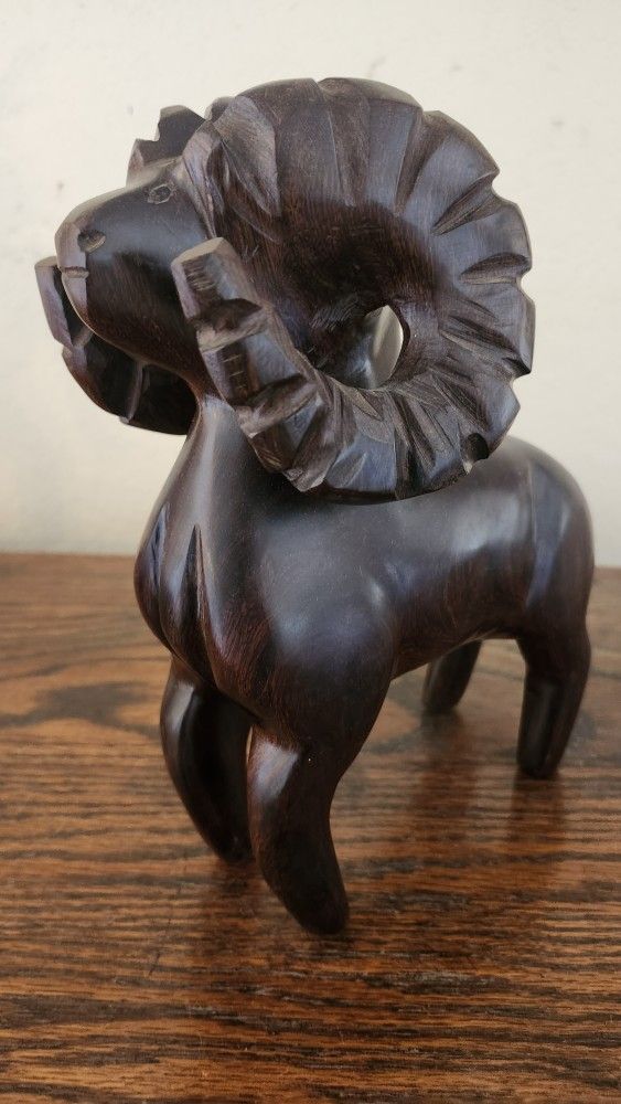 Hand Carved Ironwood Bighorn Sheep Sculpture