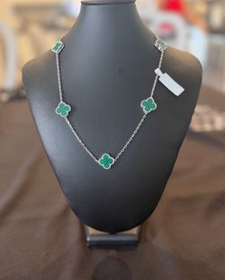 Sterling Silver Green Clover Necklace 💚