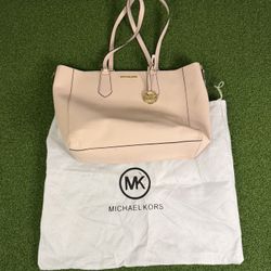 Michael Kors Light Pink Pebbled Leather Large Top Zip Tote Bag READ